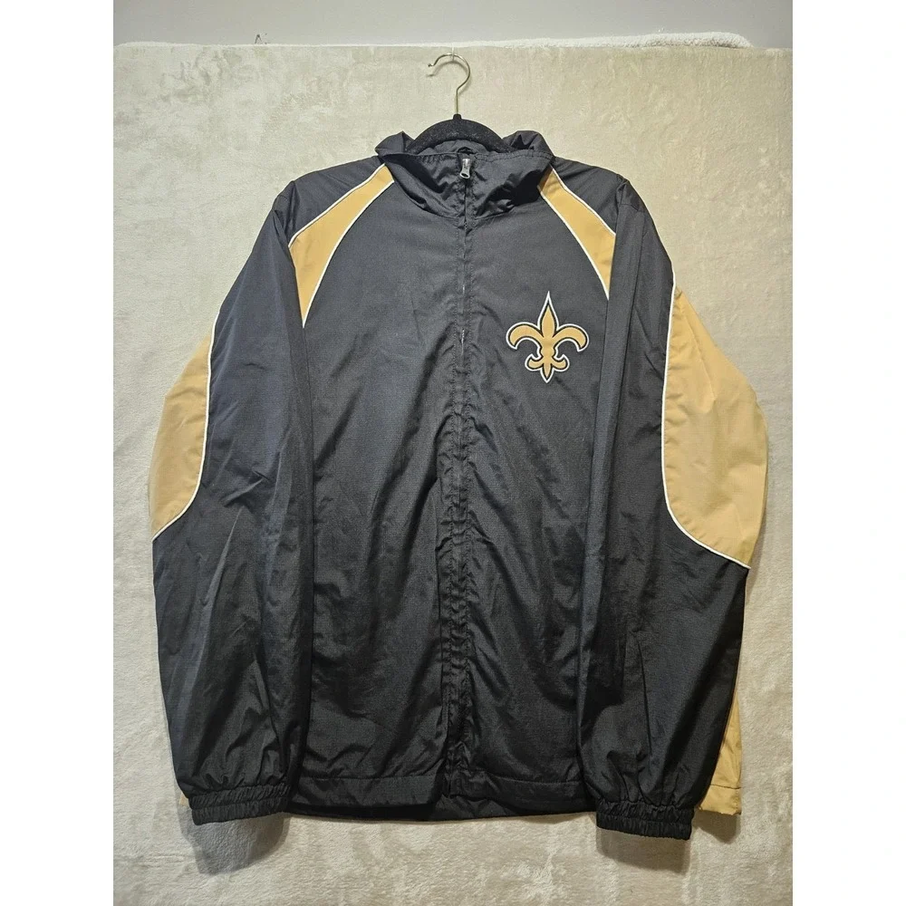 New Orleans Saints NFL‎ G-III Full Zip Jacket Men's M Black Gold Windbreaker
